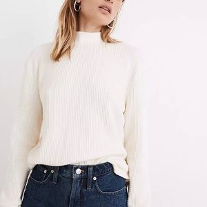 madewell Mockneck Waffle Sweatshirt Tee / LARGE / ANTIQUE CREAM